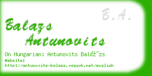 balazs antunovits business card